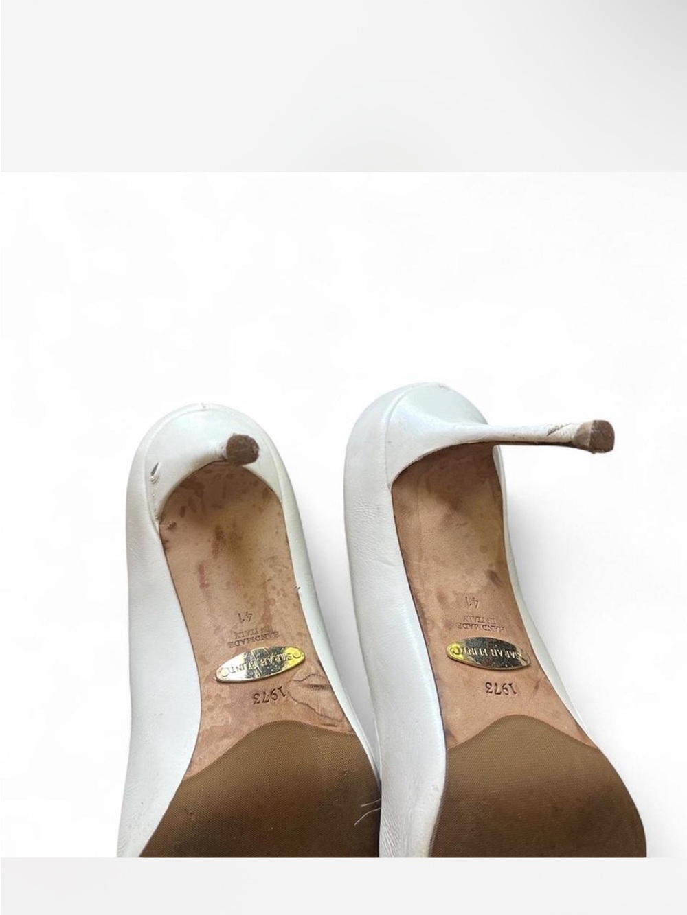 Sarah flint x shiffon White leather pumps with pointed toe and stiletto heel - Picture 3 of 4